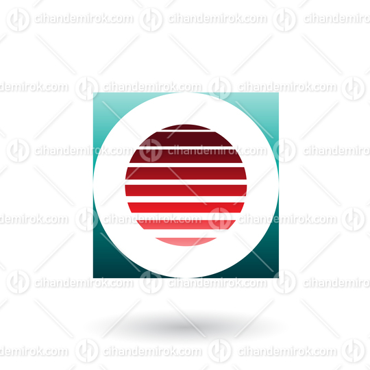 Striped Square Red and Green Icon for Letter O Vector Illustration