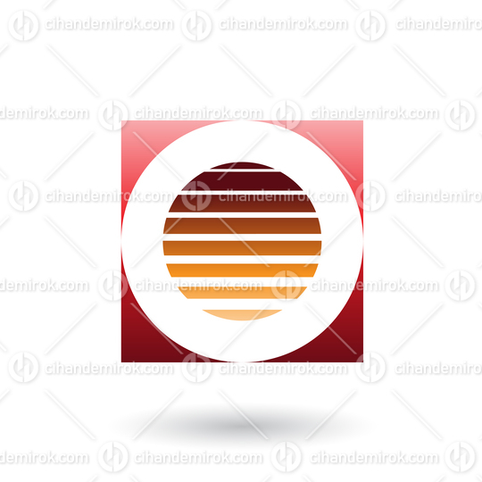 Striped Square Red and Orange Icon for Letter O Vector Illustration