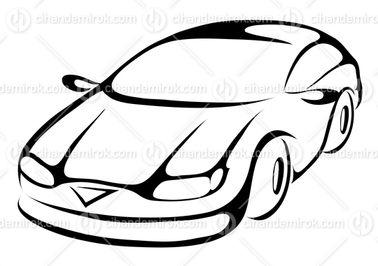 Stylized Cartoon Icon of a Sports Car