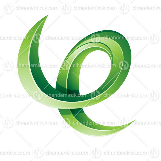 Swirly Glossy Embossed Letter E in Green