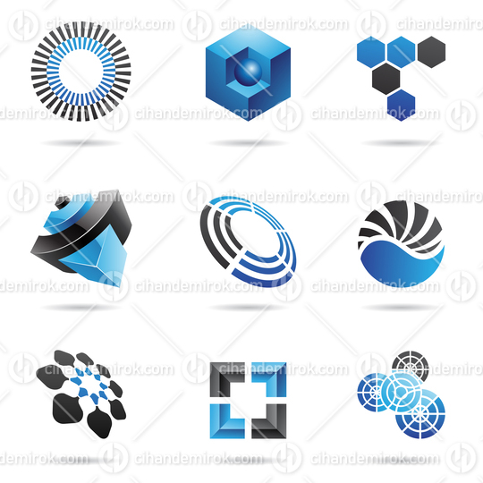 Various Abstract Blue and Black Icons