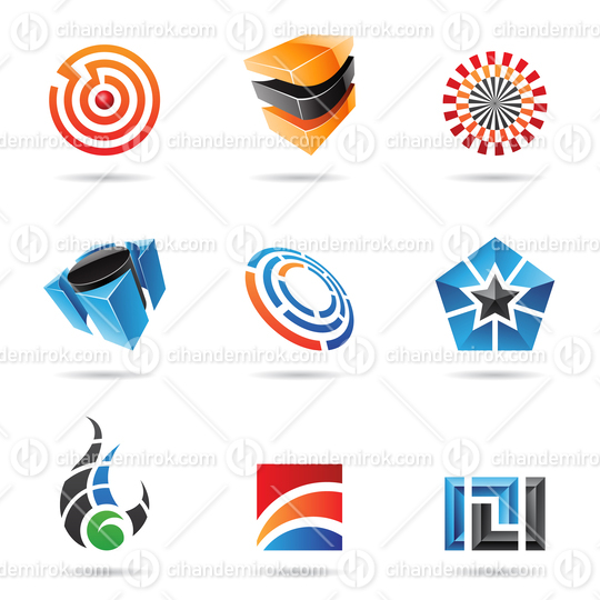 Various Colorful Geometrical Abstract Icon Set