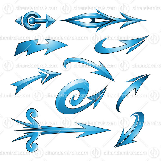 Various Shaped Curvy Blue Arrows