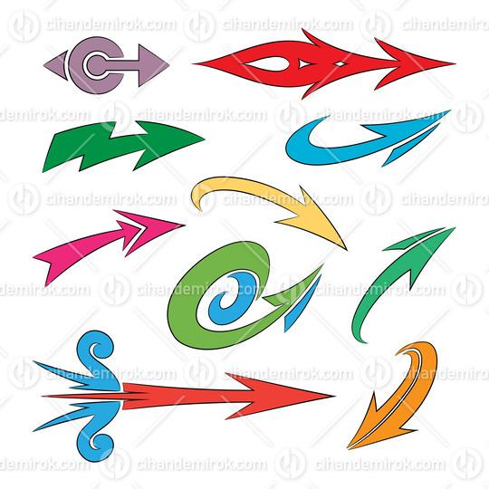 Various Shaped Curvy Colorful Arrows