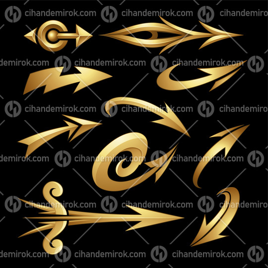 Various Shaped Curvy Gold Arrows