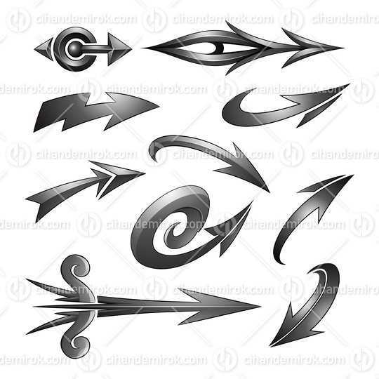 Various Shaped Curvy Grey Arrows