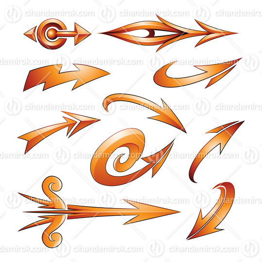 Various Shaped Curvy Orange Arrows