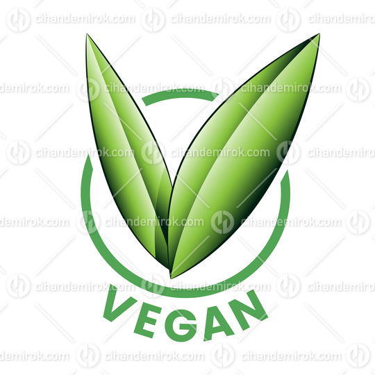 Vegan Round Icon with Shaded Green Leaves - Icon 8