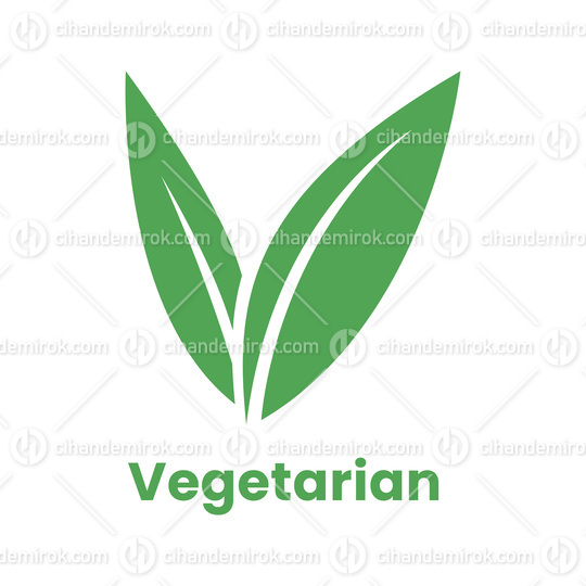 Vegetarian Icon with Green Leaves