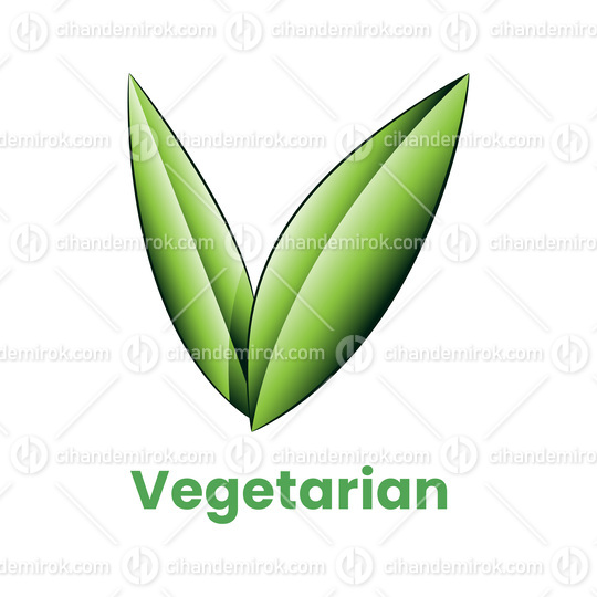 Vegetarian Icon with Shaded Green Leaves