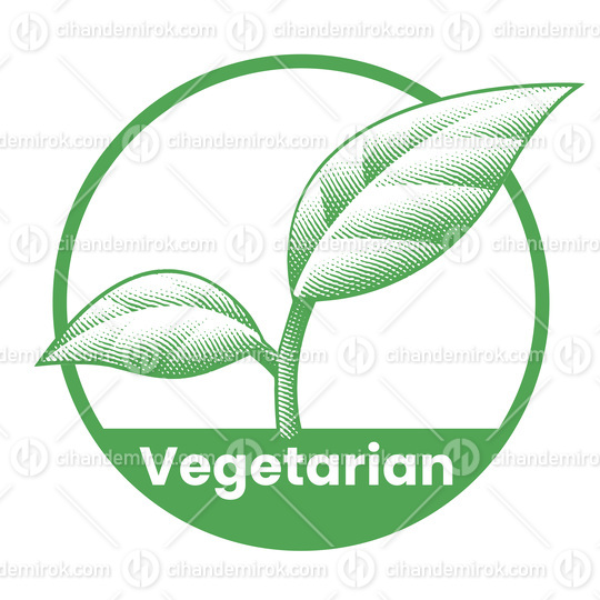 Vegetarian Round Icon with 2 Green Leaves - Icon 10