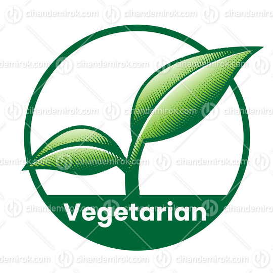Vegetarian Round Icon with 2 Green Leaves - Icon 2