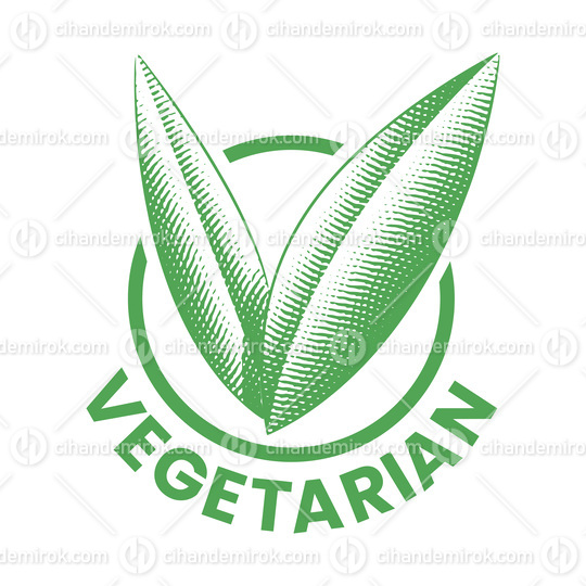 Vegetarian Round Icon with Engraved Green Leaves - Icon 8