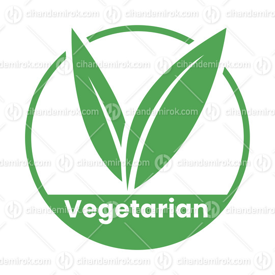 Vegetarian Round Icon with Green Leaves - Icon 2