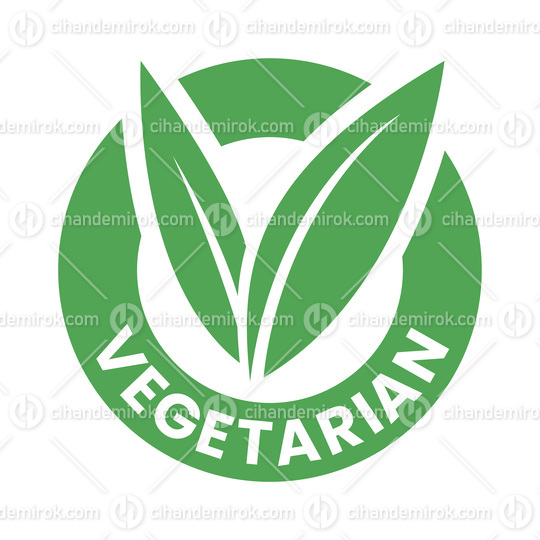 Vegetarian Round Icon with Green Leaves - Icon 4