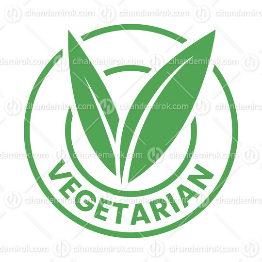 Vegetarian Round Icon with Green Leaves - Icon 5