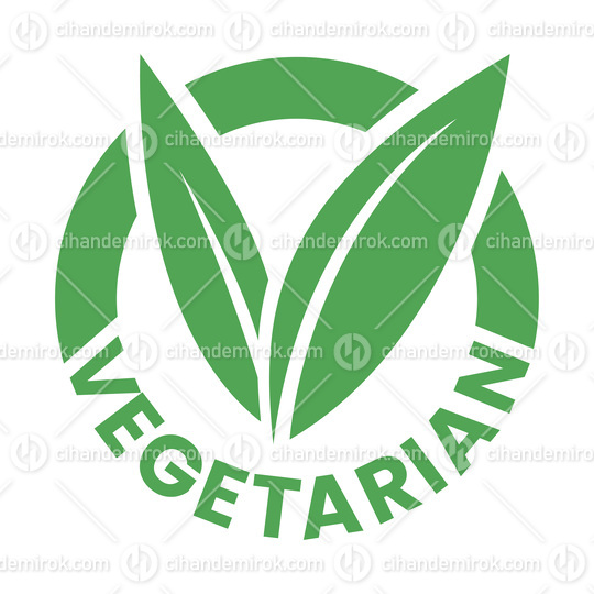 Vegetarian Round Icon with Green Leaves - Icon 6