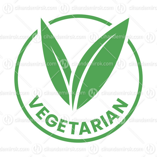 Vegetarian Round Icon with Green Leaves - Icon 7