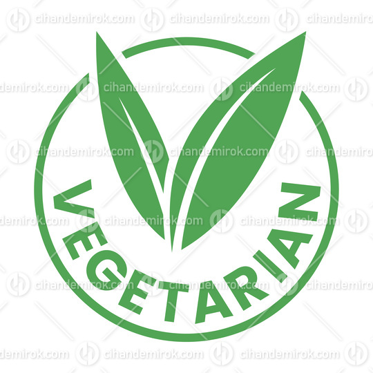 Vegetarian Round Icon with Green Leaves - Icon 9