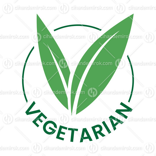 Vegetarian Round Icon with Green Leaves and Dark Green Text - Icon 3