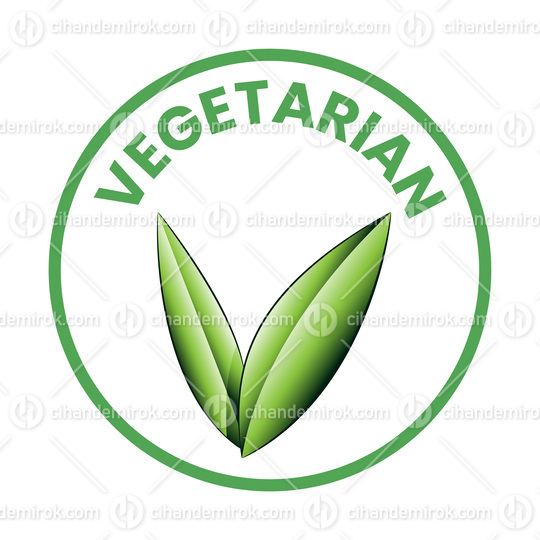 Vegetarian Round Icon with Shaded Green Leaves - Icon 1