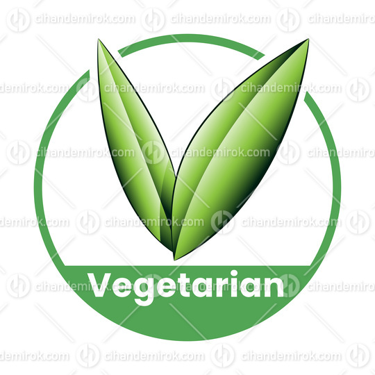 Vegetarian Round Icon with Shaded Green Leaves - Icon 2