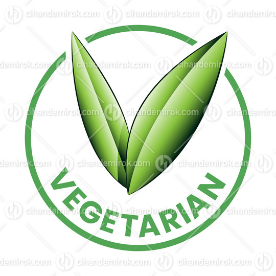 Vegetarian Round Icon with Shaded Green Leaves - Icon 7