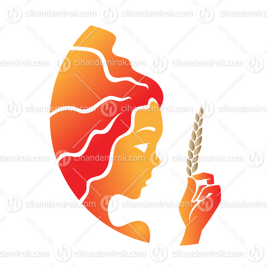 Virgo Zodiac Sign with a Girl Holding Wheat