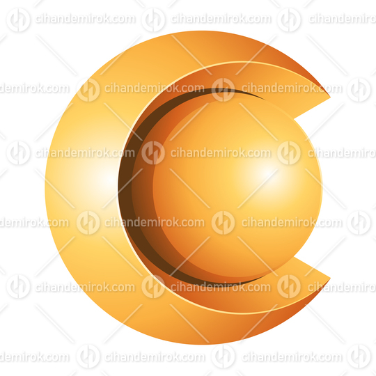 Yellow 3d Spherical Letter C Logo Icon - Bundle No: 010