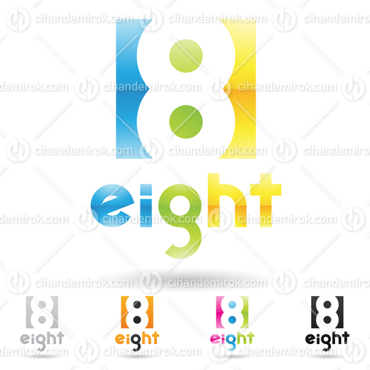 Yellow Blue and Green Abstract Rectangular Logo Icon of Number 8