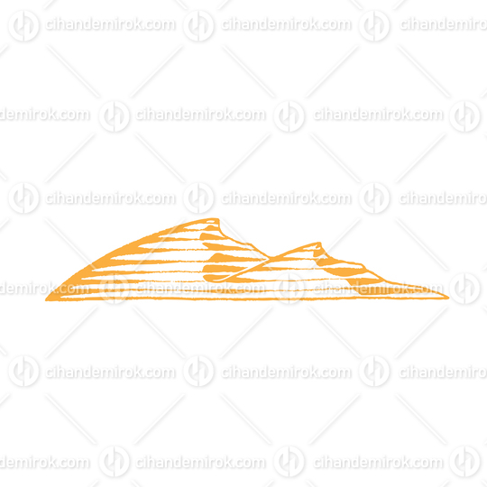 Yellow Vectorized Ink Sketch of Sand Dunes Illustration